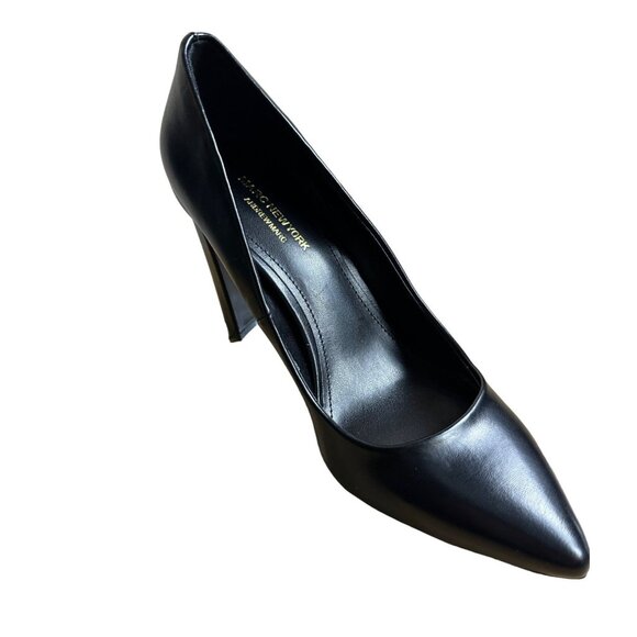 Andrew Marc SZ 6 New York Racee Faux Leather  Stylist Almond Toe Heels Black - Picture 11 of 15